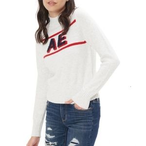 American Eagle Mock Neck Long Sleeve Women Sweater. Light Gray. Size S